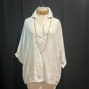 Luca Vanucci white linen dolman sleeve top-NWOT